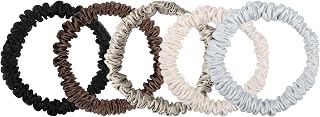 5 Pcs 19 Momme Pure Mulberry Silk Skinny Scrunchies and Ponytail Holders for Women's Hair Sleep
