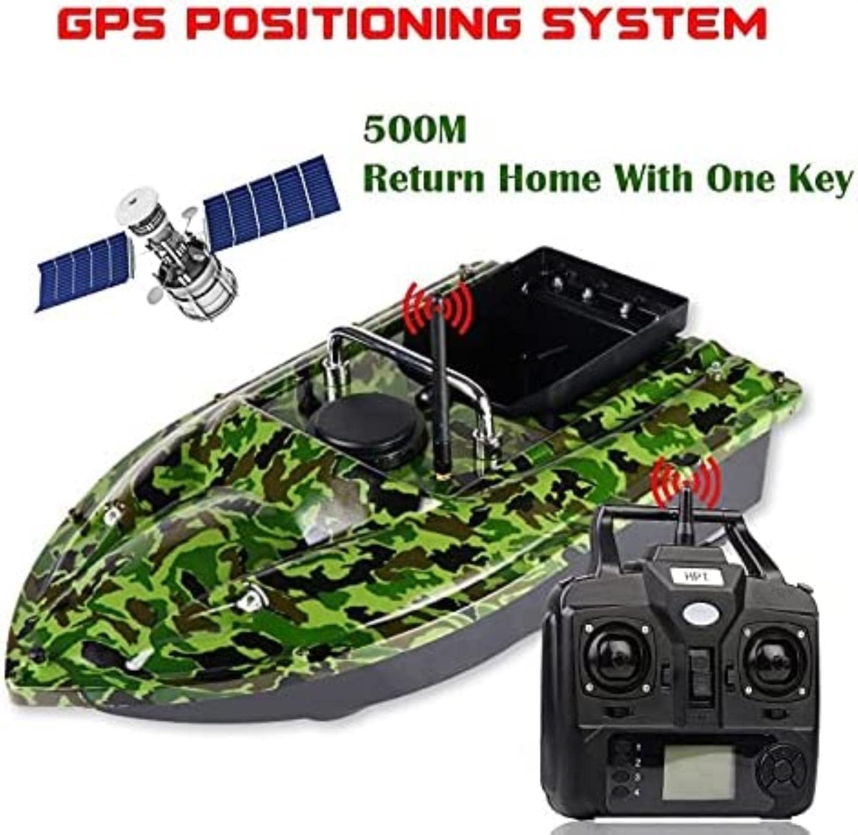 Bateau amorceur, Bateaux amorceurs pour la pêche à la Carpe, Bateaux amorceurs, régulateur de Vitesse sans Fil Intelligent GPS Camouflage RC Bateau amorceur 500