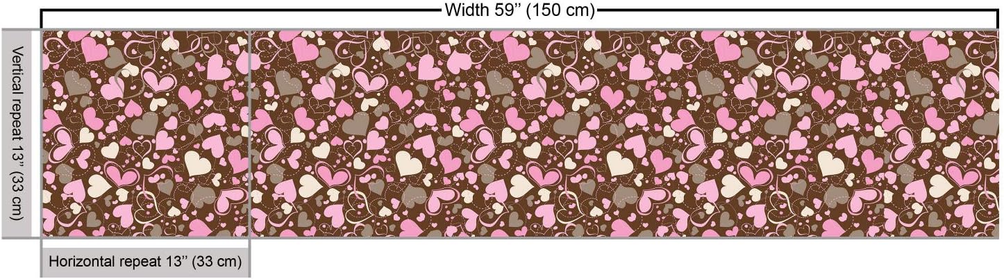 Lunarable Hearts Fabric by The Yard, Surrealism Inspired Valentines Day Illustration Dotted Lines Swirls and Hearts, Decorative Fabric for Upholstery and Home Accents, 5 Yards, Brown Cream