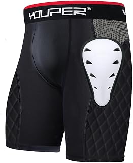 Adult Elite Compression Padded Sliding Shorts w/Protective Athletic Cup for Baseball, Football