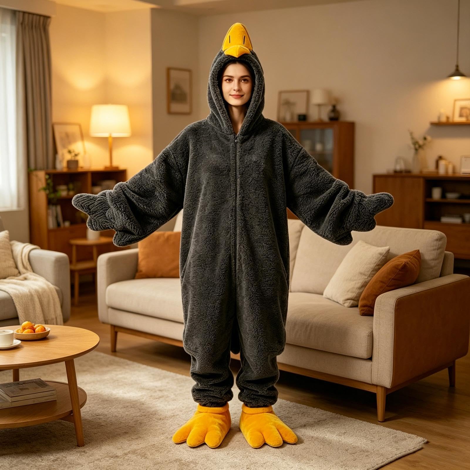 Coperta Con Cappuccio Adulti Set Costume Da Oca Caldo E Divertente In Pile | Coperta Indossabile Con Maniche Per Bambini E Adulti Inverno Freddo Per A Casa, Camera Da , Dormitorio, Feste