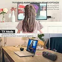 Vista 2 de Receptor de transmisor Bluetooth V5.3 2 en 1, adaptador Bluetooth USB, transmisor de audio inalámbrico para TV a auriculares Bluetooth, baja