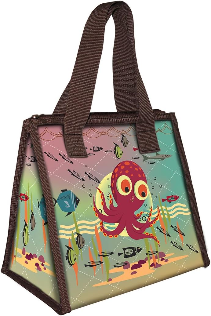 Coelacanth Fabric Zipper Tote, Octopus, Mixed
