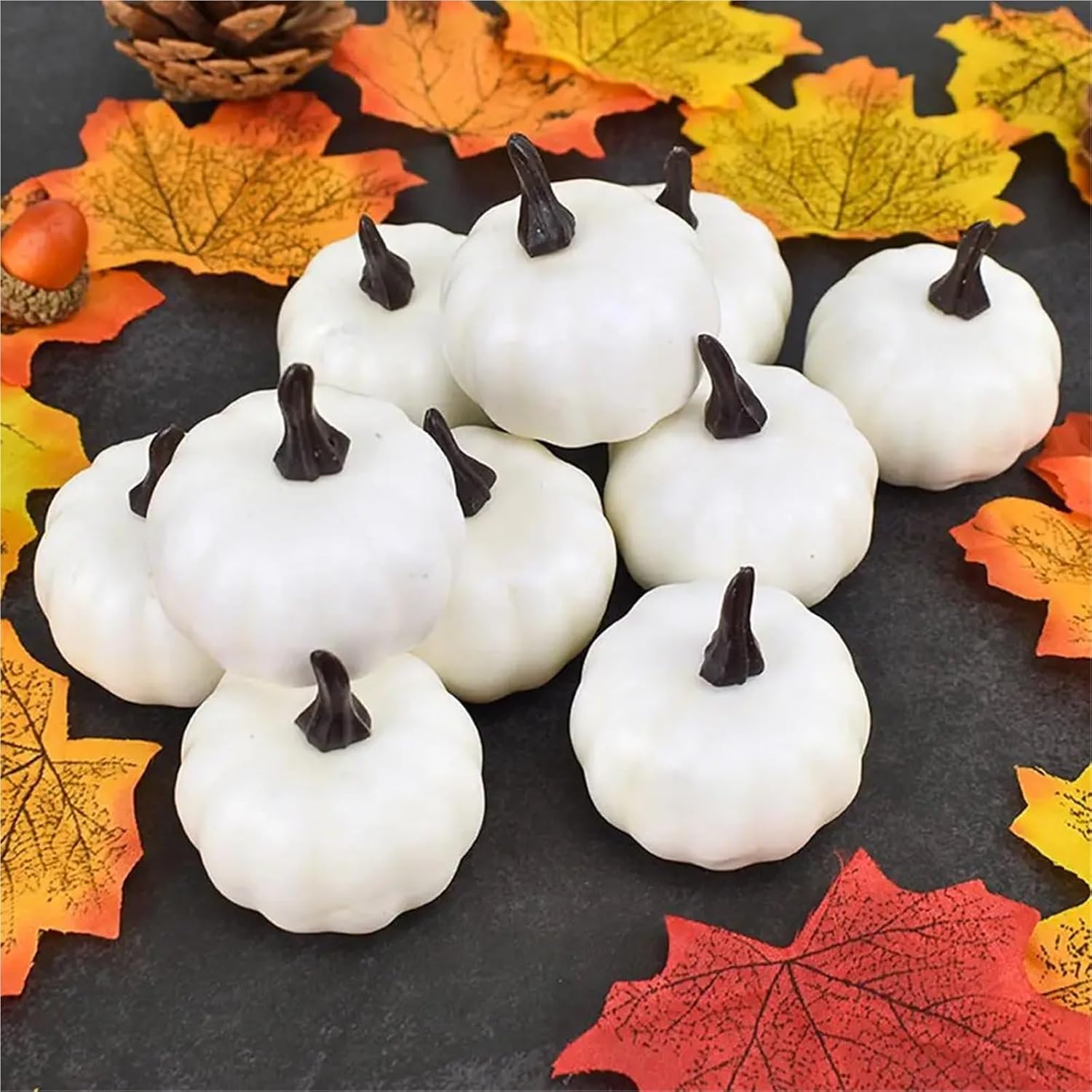 Artificial Pumpkins 30Pcs Decorative Foam Pumpkin Decor Artificial Pumpkins Gourds for Halloween Thanksgiving Fall Harvest Home for Festive(White)