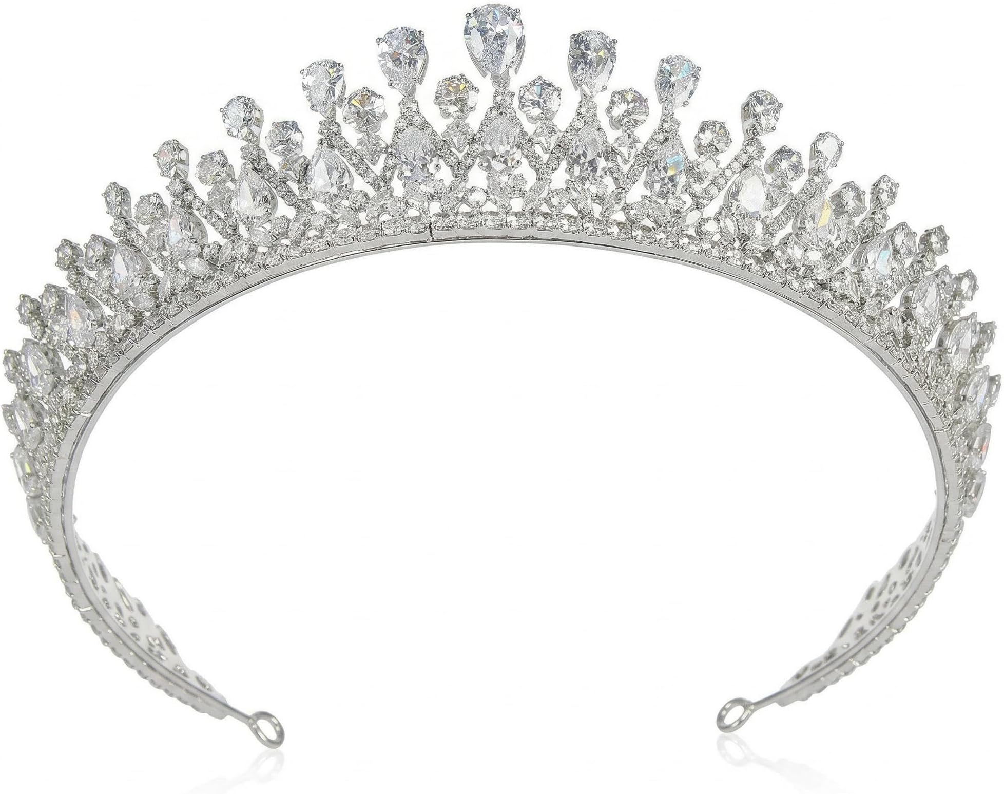 QXMYOO Vintage Women Wedding Tiaras Silver Cubic Zirconia Pageant Crowns Sweet 16 Birthday Prom Party Quinceanera Crowns Bridal Hair Accessories