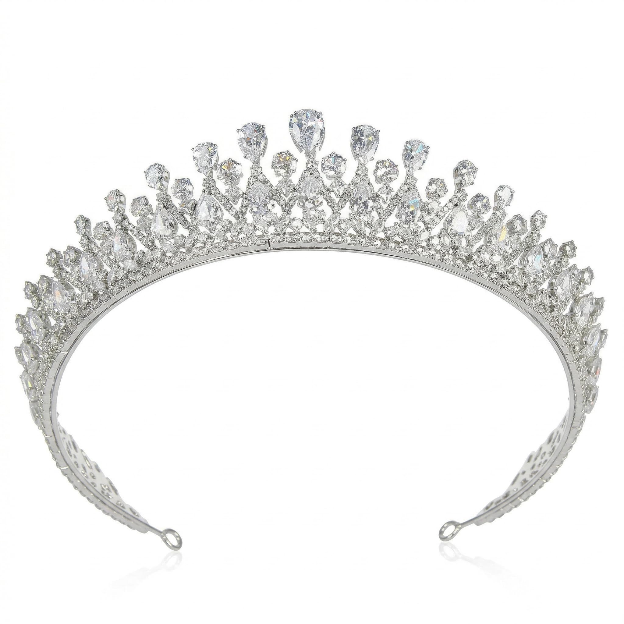 QXMYOO Vintage Women Wedding Tiaras Silver Cubic Zirconia Pageant Crowns Sweet 16 Birthday Prom Party Quinceanera Crowns Bridal Hair Accessories