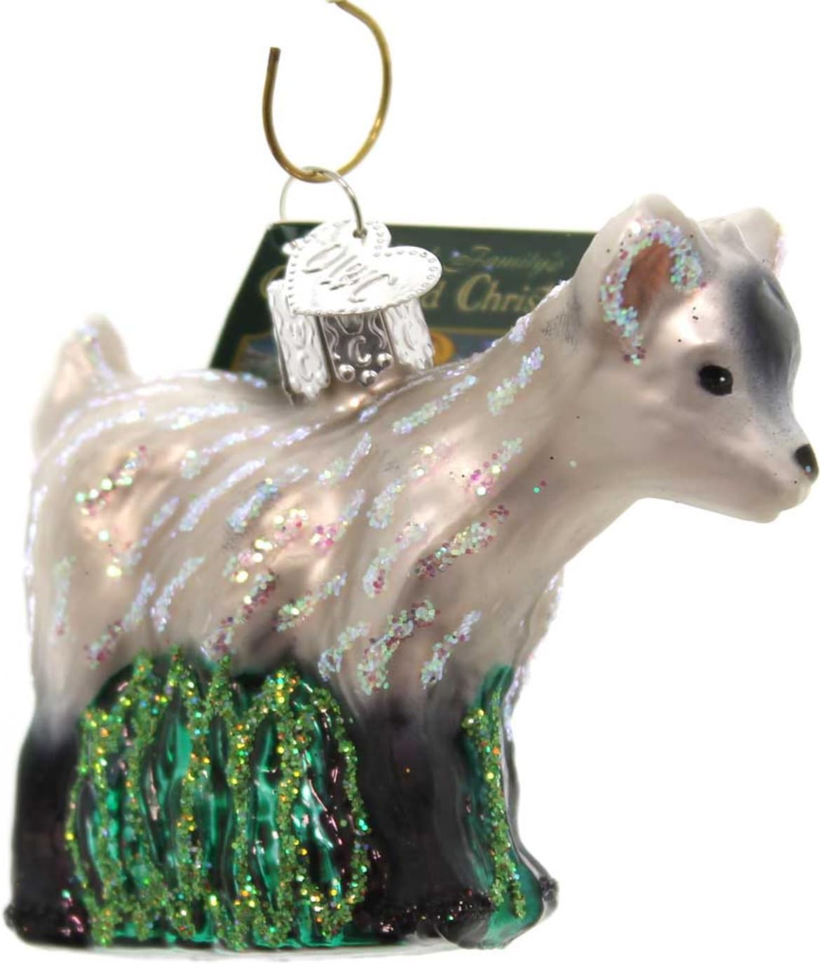 Pygmy Goat Glass Blown Ornament for Christmas Tree, Handcrafted Holiday Decoration, Farm Animal Collection