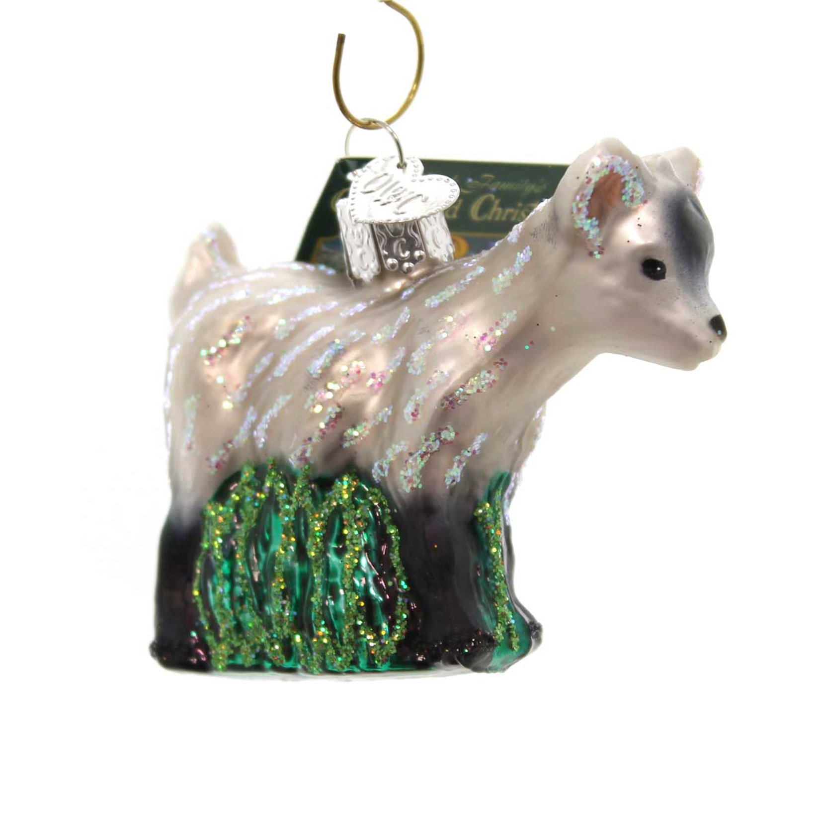 Old World Christmas Pygmy Goat Glass Blown Ornament for Christmas Tree, Handcrafted Holiday Decoration, Farm Animal Collection