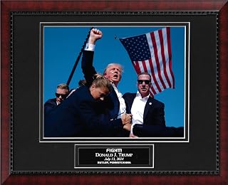 New England Picture Assassination Attempt of President Donald J. Trump - Iconic Fight Photo July 13, 2024, Butler Pennsylavania. 16.5x13.5 Mahogany Frame