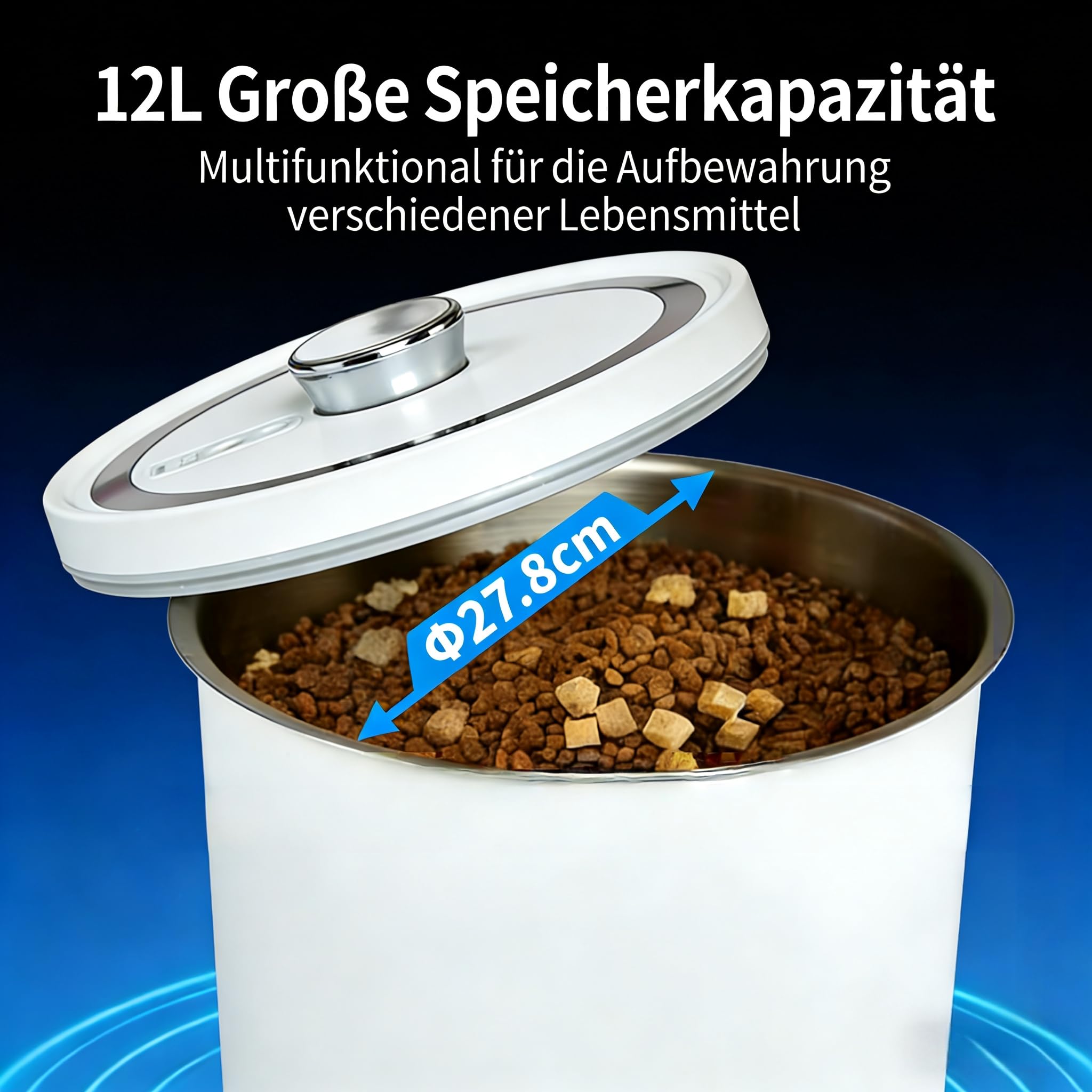 Vakuumlagerbox für Kaffee, Weizen, Bohnen, Mehl, Milchpulver, Haustiernahrungsmittellagerung Ein-Knopf-Betrieb Automatischer Vakuum (12L Weiß)