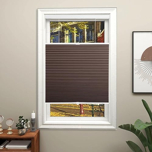 Miniatura 7 de Changshade CEL27TP50E - Persianas celulares opacas sin cables, de arriba hacia arriba, plisadas de una sola celda de 1.5 pulgadas, para oscurecer la