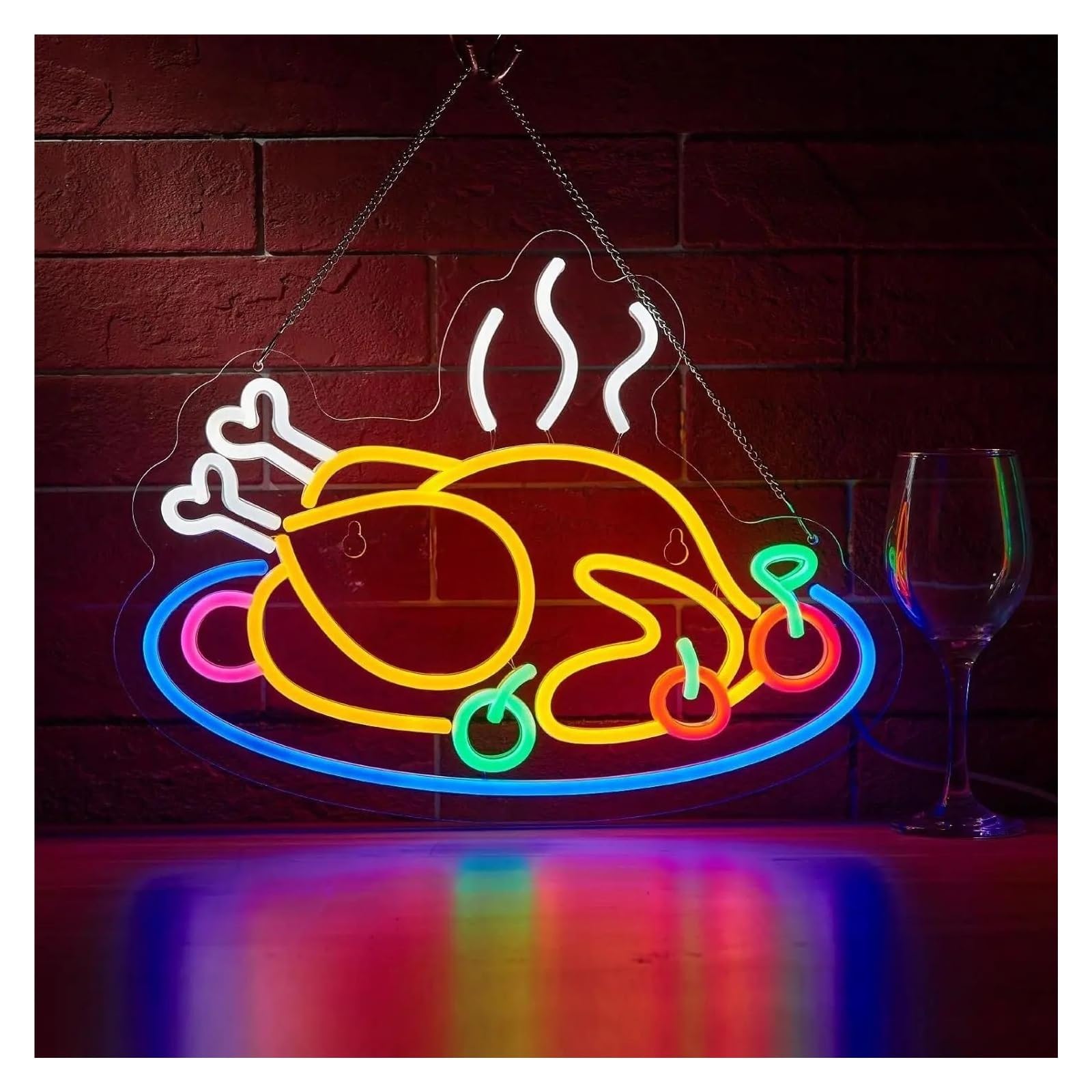 LEMST Sign Lamp Roasted Chicken Neon Signs USB Powered, Shop Neon Lights Suitable for Stores Wall Decor Commercial Signs 39.3cmx30cm