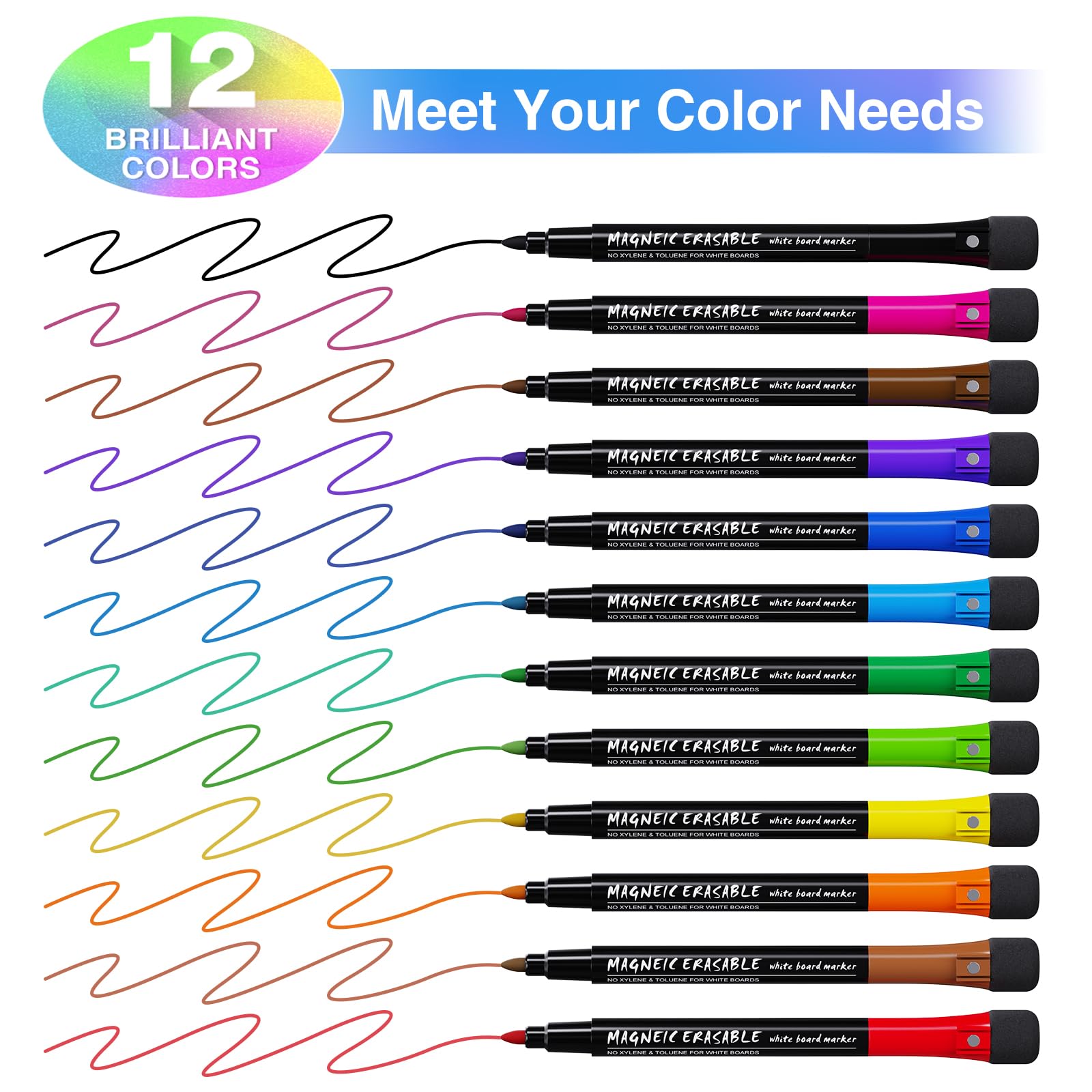 Weddflower Dry Erase Markers Fijne Point Whiteboard Markers Droog Erase Pen met Gummen Cap voor School Kinderen Kantoorbenodigdheden Zwart 50 Stks Weddflower Dry Erase Markers Fijne Point Whiteboard Markers Droog Erase Pen met Gummen Cap voor School Kinderen Kantoorbenodigdheden Zwart 50 Stks