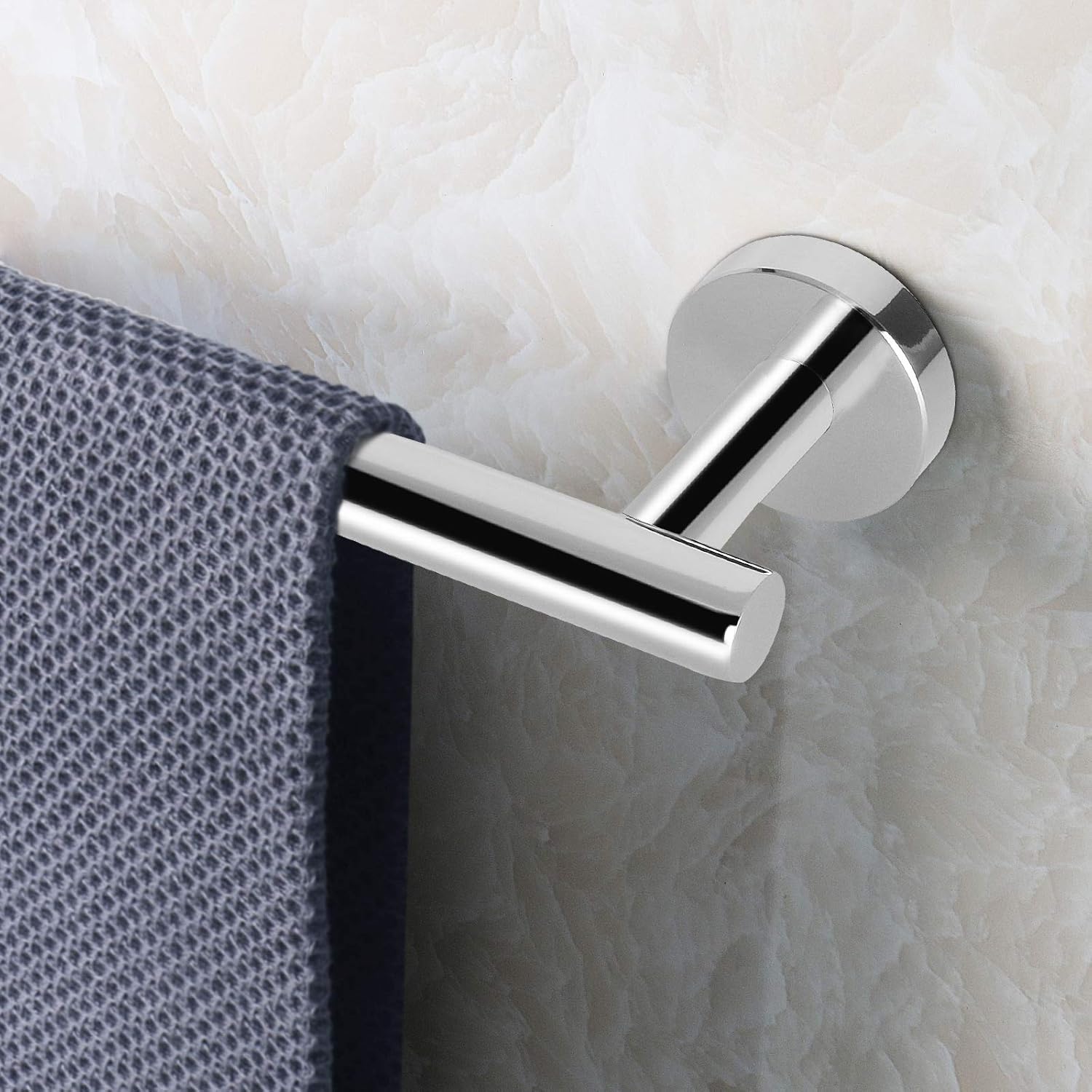 NearMoon Bathroom Towel Bar, Bath Accessories Thicken Stainless Steel Shower Towel Rack for Bathroom, Towel Holder Wall Mounted (1 Pack, Chrome Finish, 24 Inch)