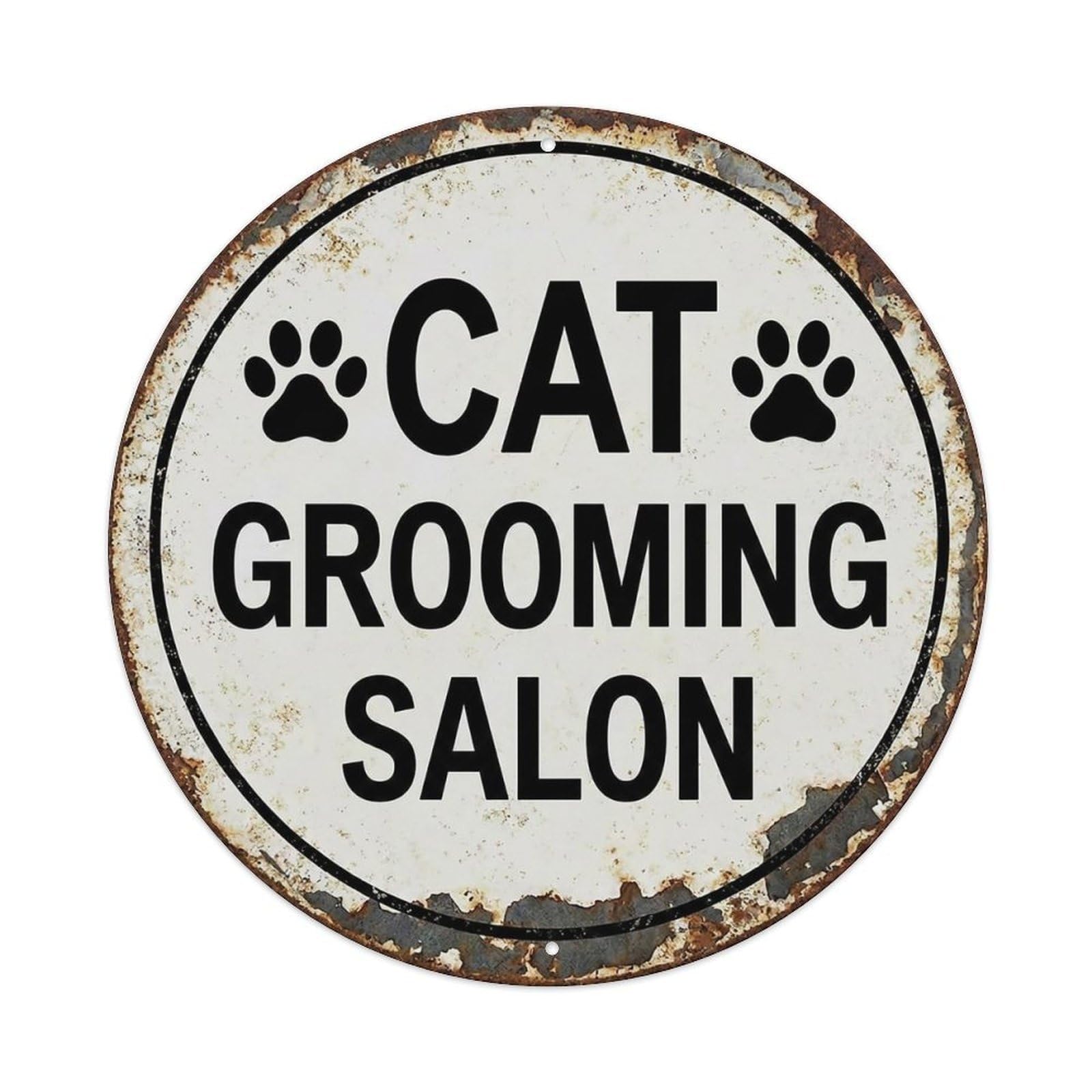 Vintage Cat Grooming Salon Studio Vintage Metal Tin Sign Plaque Wall Decor for Cafe, Club Bar, Office, Garden Metal Poster 8x8Inch