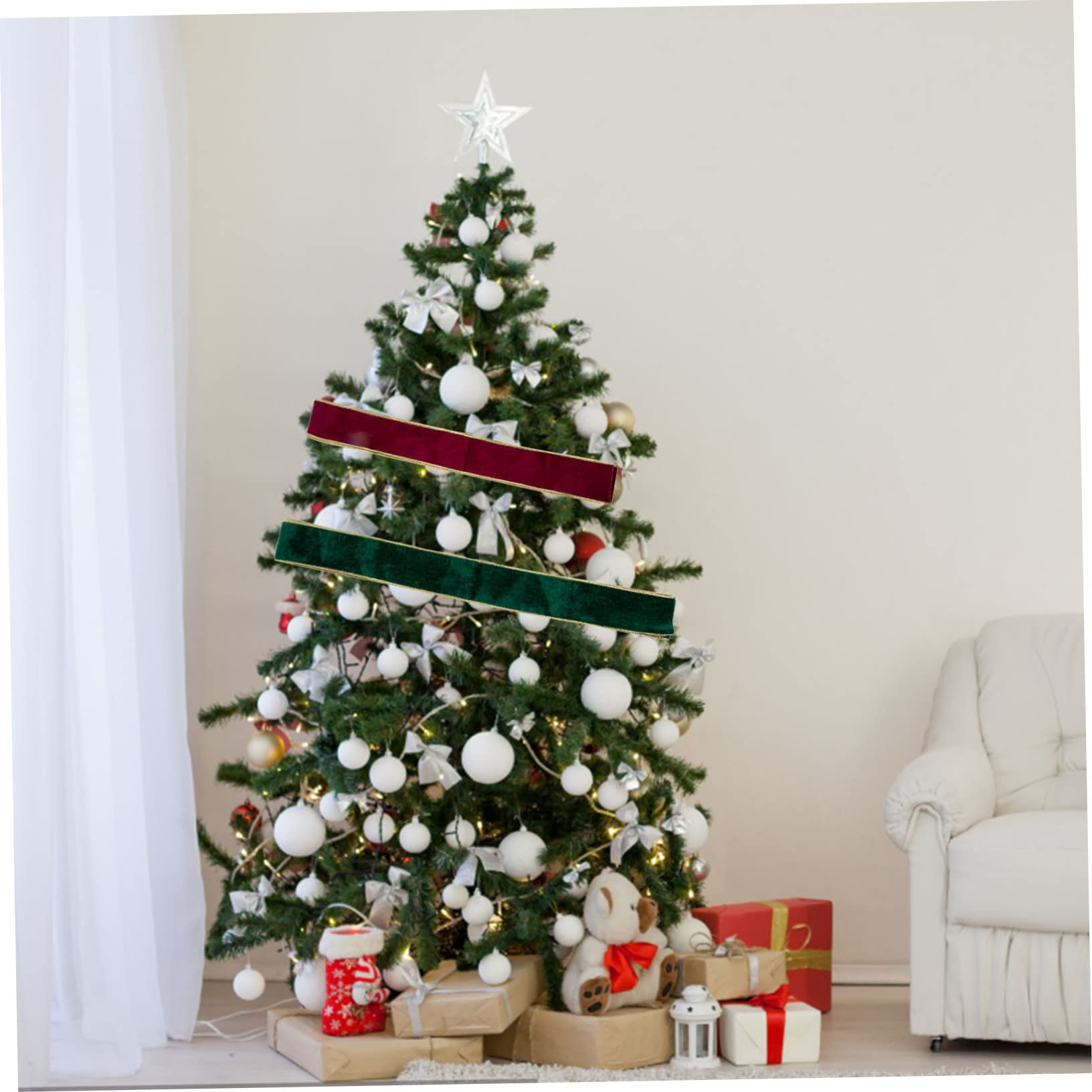 Tofficu 10rollen Neuer Titel Weihnachtsbänder Weihnachtsdeko Geschenkband Für Bastelarbeiten Dunkelrotes Und Grünes Samtband Für Geschenkverpackungen Weihnachtsbaum Und Heimdekoration