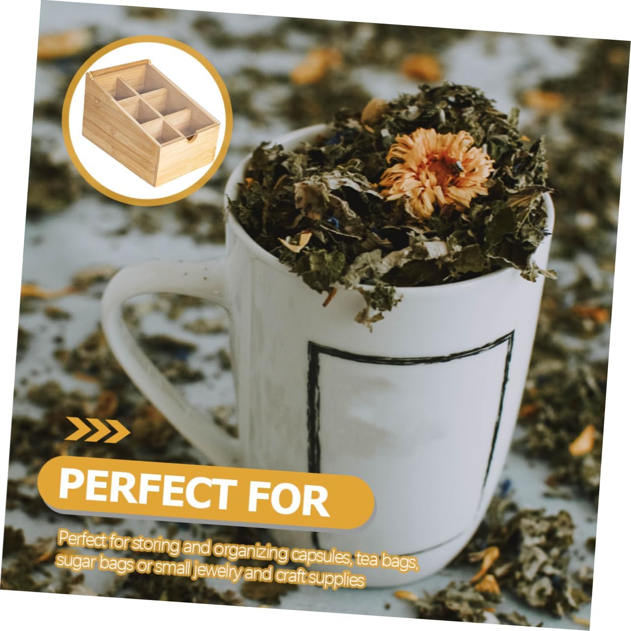 Ciieeo Tea Bag Holder Storage Box Lid Multi-purpose Organizer for Tea Bags Coffee Container for Home and Kitchen Use