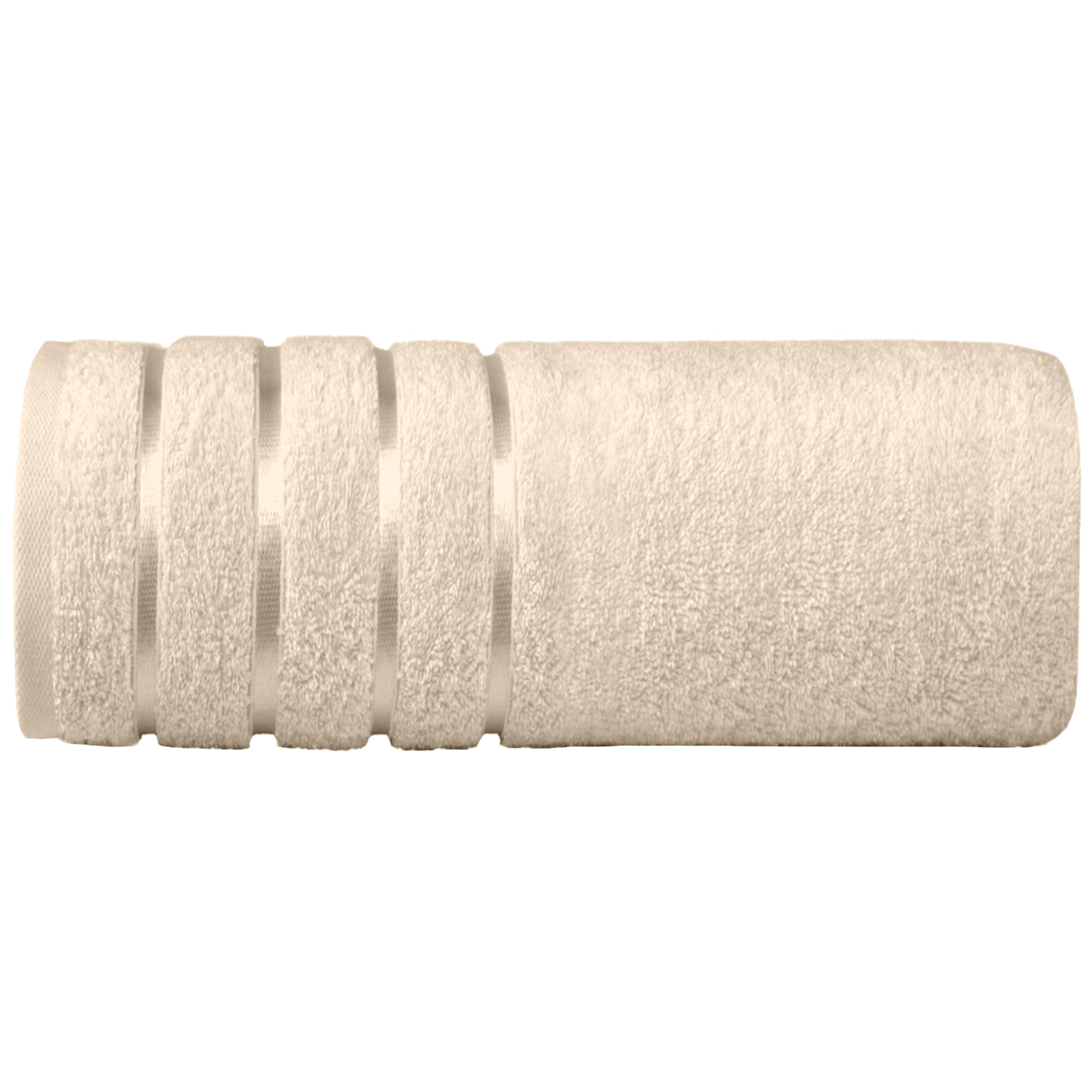 Elegant Comfort 100% Turkish Cotton 4 Lines Viscose Stripe Jumbo Bath Towel - Hotel Spa Quality Extra Large 35 x 70 Inch Bath Towel Ultra Soft, Super Absorbent Quick Dry Large Bath Towel, Ivory