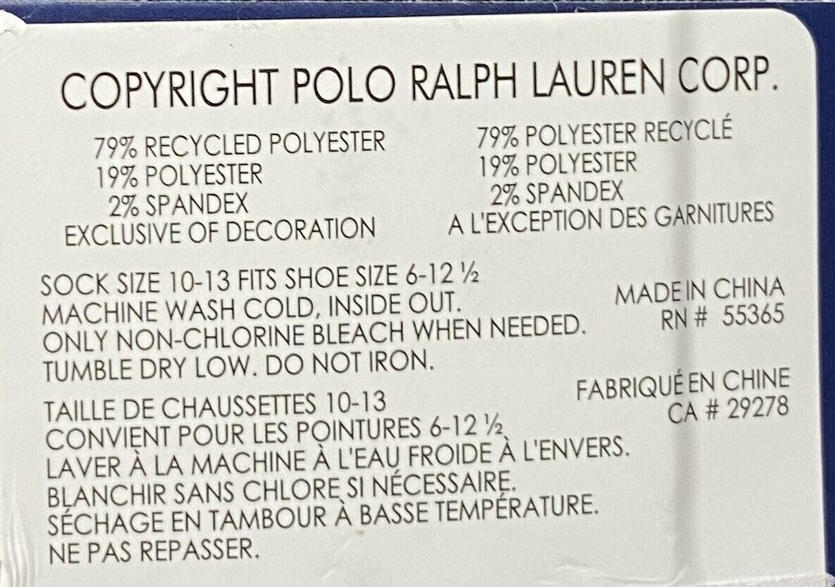 POLO RALPH LAUREN Mens Classic Sport Quarter Socks 6 Pack, Dark Gray, Sock Size 10-13