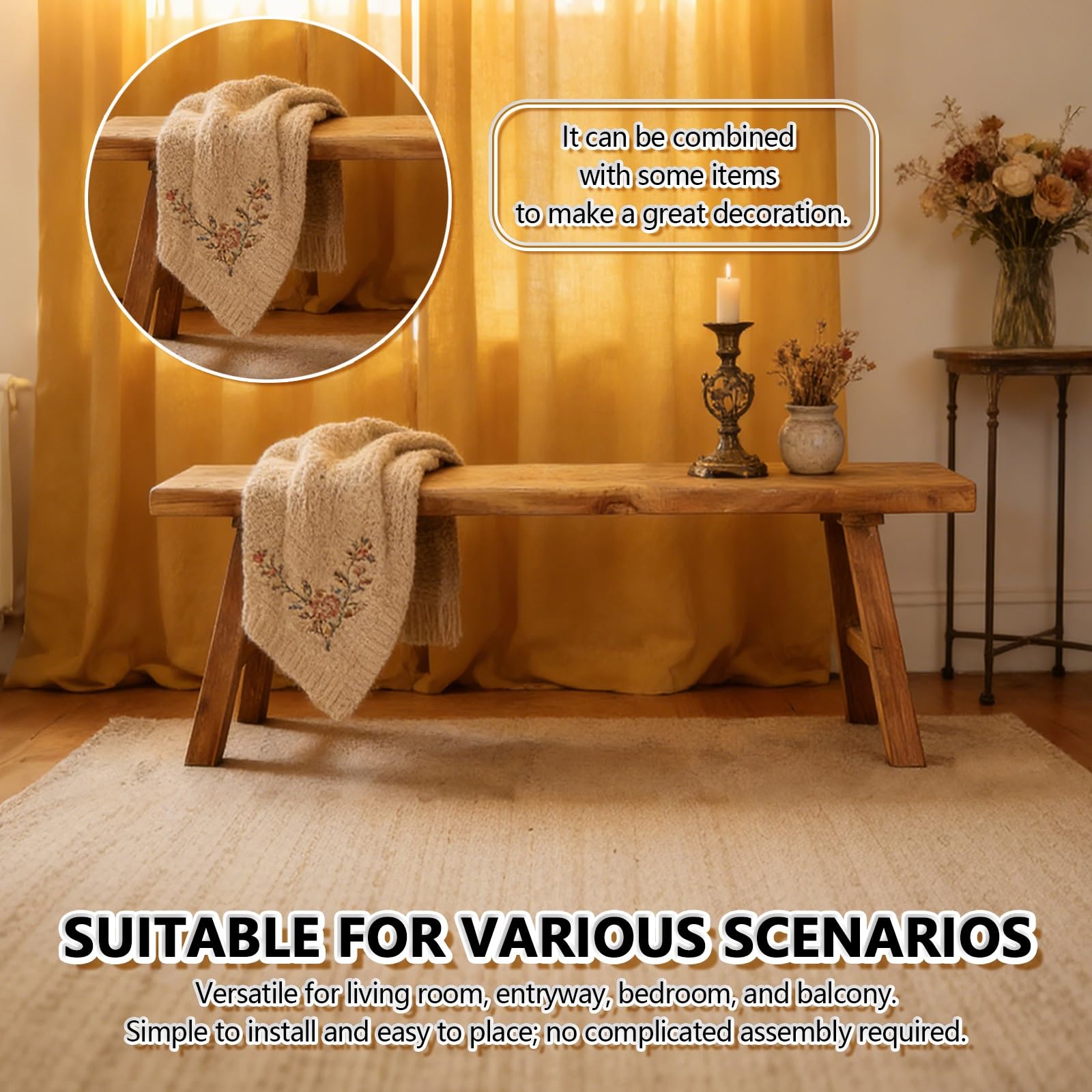 Panca rustica per letto, panca in legno per ingresso interno, panca in legno rustica per sala da pranzo(80cm)
