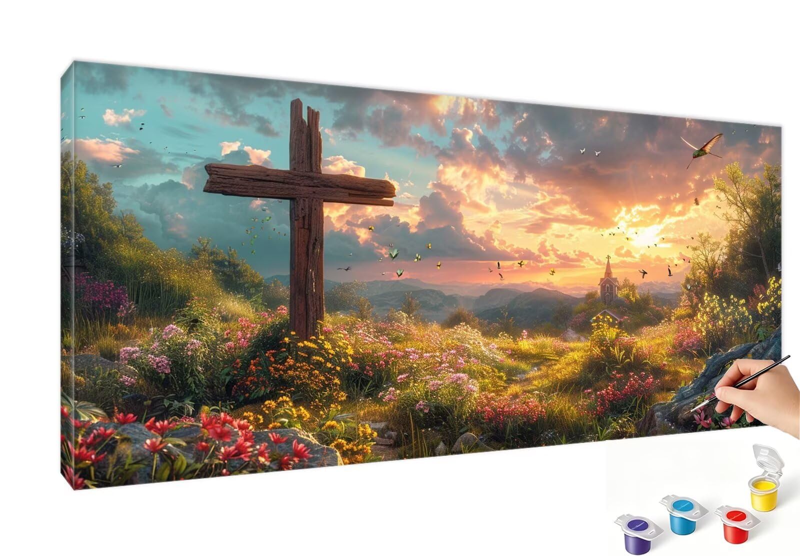 Malen Nach Zahlen XXL Frühling Malen Nach Zahlen Erwachsene Blume 80x160 cm, Ohne Rahmen, DIY Paint by Numbers Set mit Acrylfarben und Pinseln, Knitterfreie Leinwand, Geburtstagsdeko, Geschenk RB-450