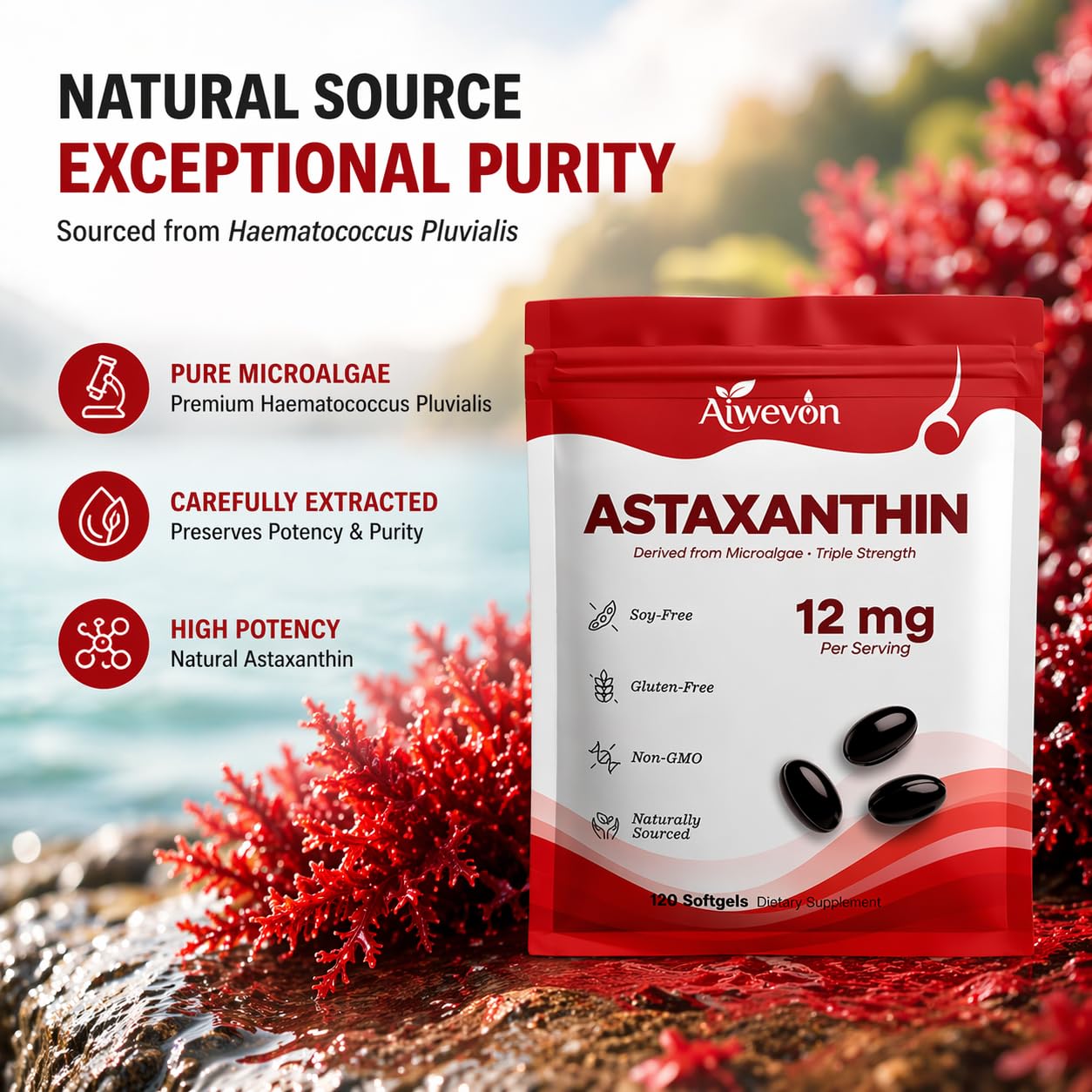 Astaxanthin 12mg Softgels Supplement, 120 Natural Astaxanthin from Microalgae with MCT Oil for Better Absorption, High Potency Antioxidant for Skin Eye Heart Joint Support, Non-GMO Gluten Free — Amazon image 7