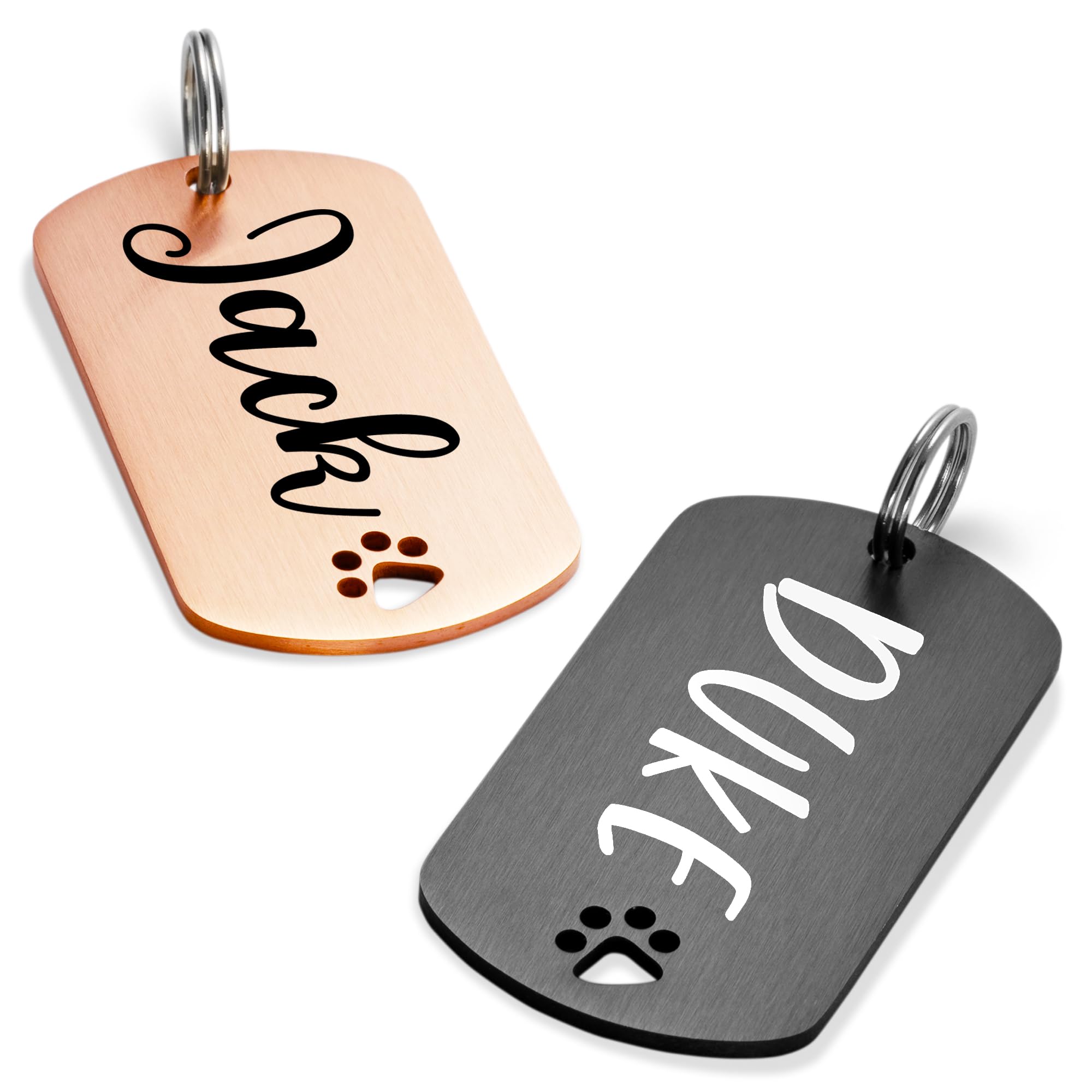 Ultra Joys Dog Tags Personalized for Pets - Hollow Paw Custom Pet ID Tag - Engraved Dog Tag for Small, Large Dogs - Small Military Dog Tag in Black