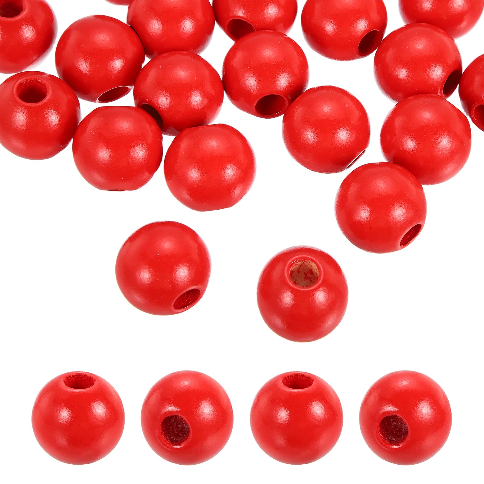 Perles en bois naturel rouge 30mm avec grand trou de 10mm PATIKIL pour macramé