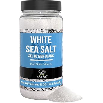 Soeos Sea Salt, Fine Grain, 20 Oz 1.25 Pound, Non-GMO, Nature Himalayan White Salt, Rock Salt for Grinder Refill Pack of 1