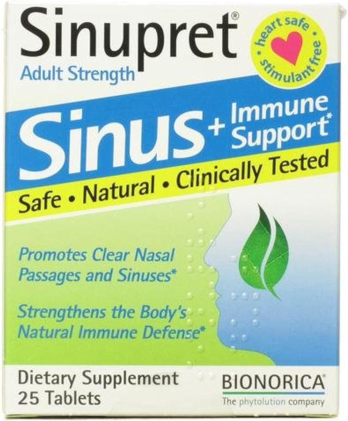 Bionorica the phytolution company Sinupret Adult Strength Sinus + Immune Support All Natural, Fast Acting Herbal Nasal Passage & Immunity Boost Supplement With Verbena & Elder Flower - 25 Tablets