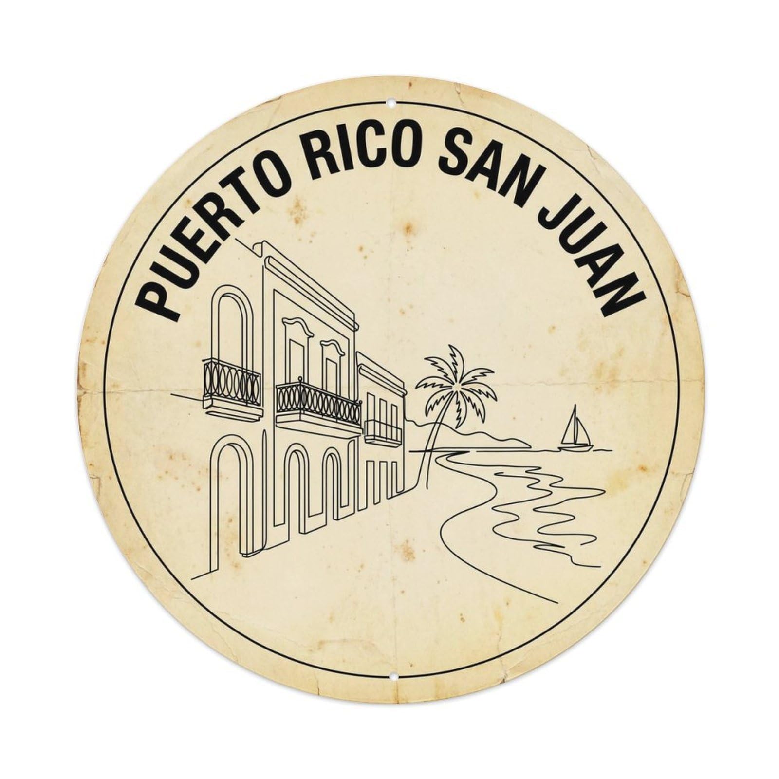 Puerto Rico San Juan Island Resort Clean Line Metal Tin Sign