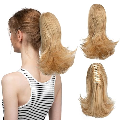 Miniatura 7 de CJL HAIR Extensión de cola de caballo con clip de garra, cordón negro, corto, rizado, ondulado, cola de caballo falsa de 12 pulgadas, piezas de pelo