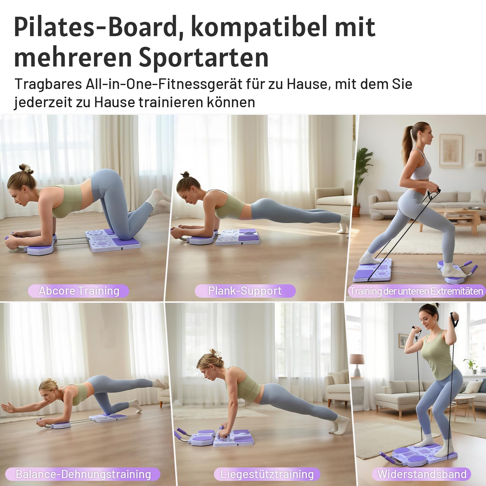 Pilates Reformer Compact 2025 Upgraded - 5-in-1 multifunktionales klappbares Pilates Set / Bauchmuskelbrett für Zuhause Fitness, Anfänger geeignet
