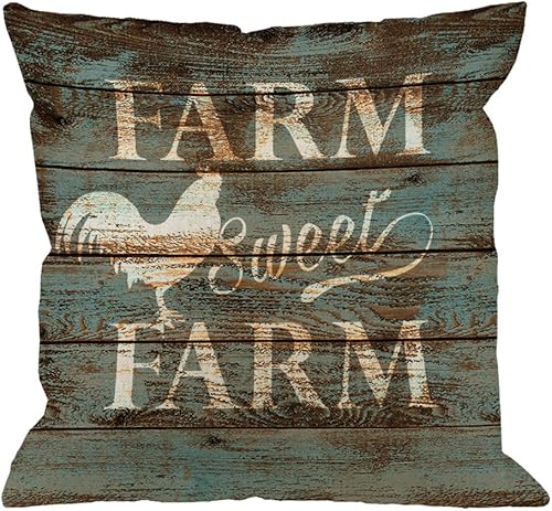 HGOD DESIGNS Framhouse - Funda de almohada, decorativa, gallo, con citas, granjas y granjas, fundas de almohada de lino y algodón para interiores y