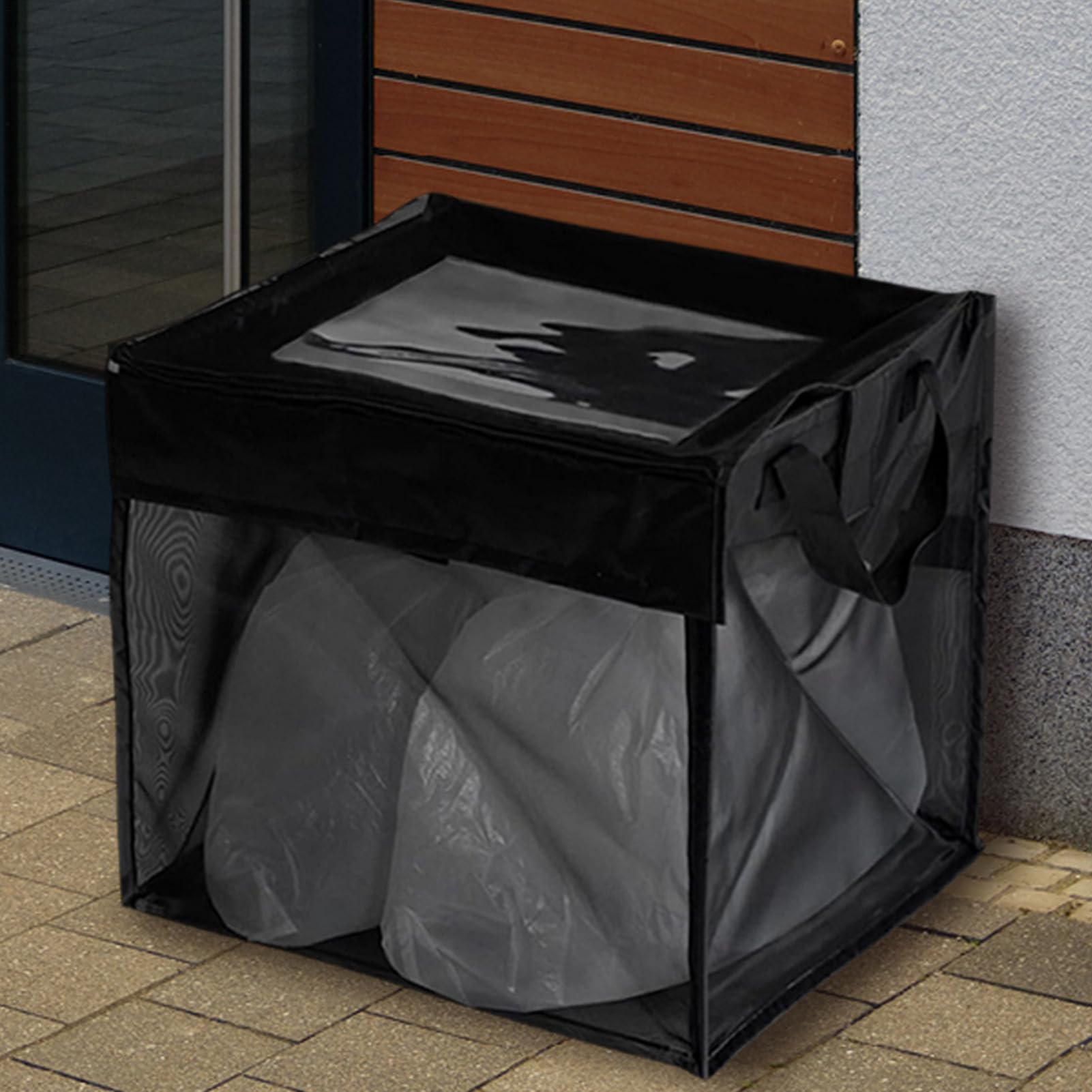 Outdoor Trash Can for Patio, 125L Garbage Can Outdoor Storage, Portable Outdoor Picnic Basket, Foldable Basket Wastebasket Box Recycling Holder Bucket for Room Kitchen RV Lawn Camping