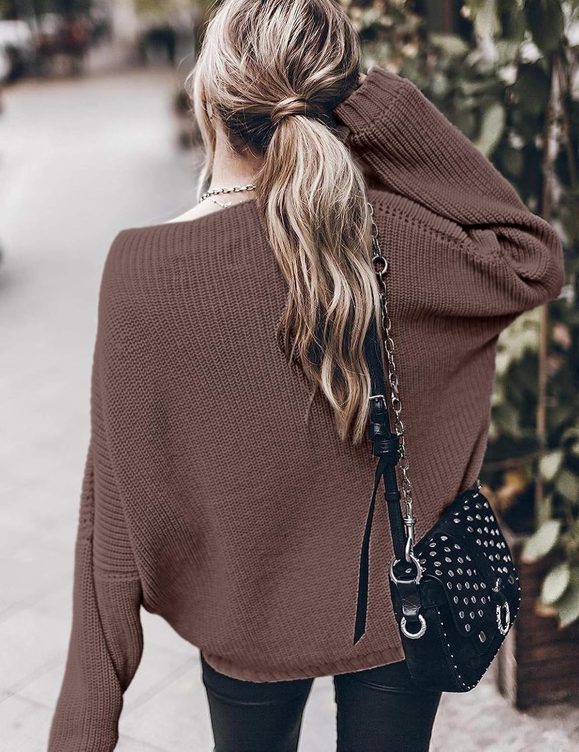 Womens Oversized Sweaters Loose Solid Casual Long Sleeve Mock Neck Knitted Jumper Tops - Image 5