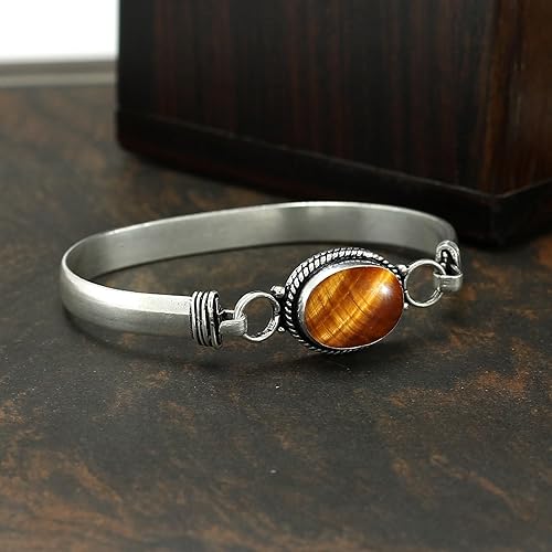 Miniatura 5 de Natural Oval Gemstone Statement Cuff Bracelets for Women Handmade Birthstone Bangle Bracelet Jewelry Ideal Gift for Wedding, Christmas & Special