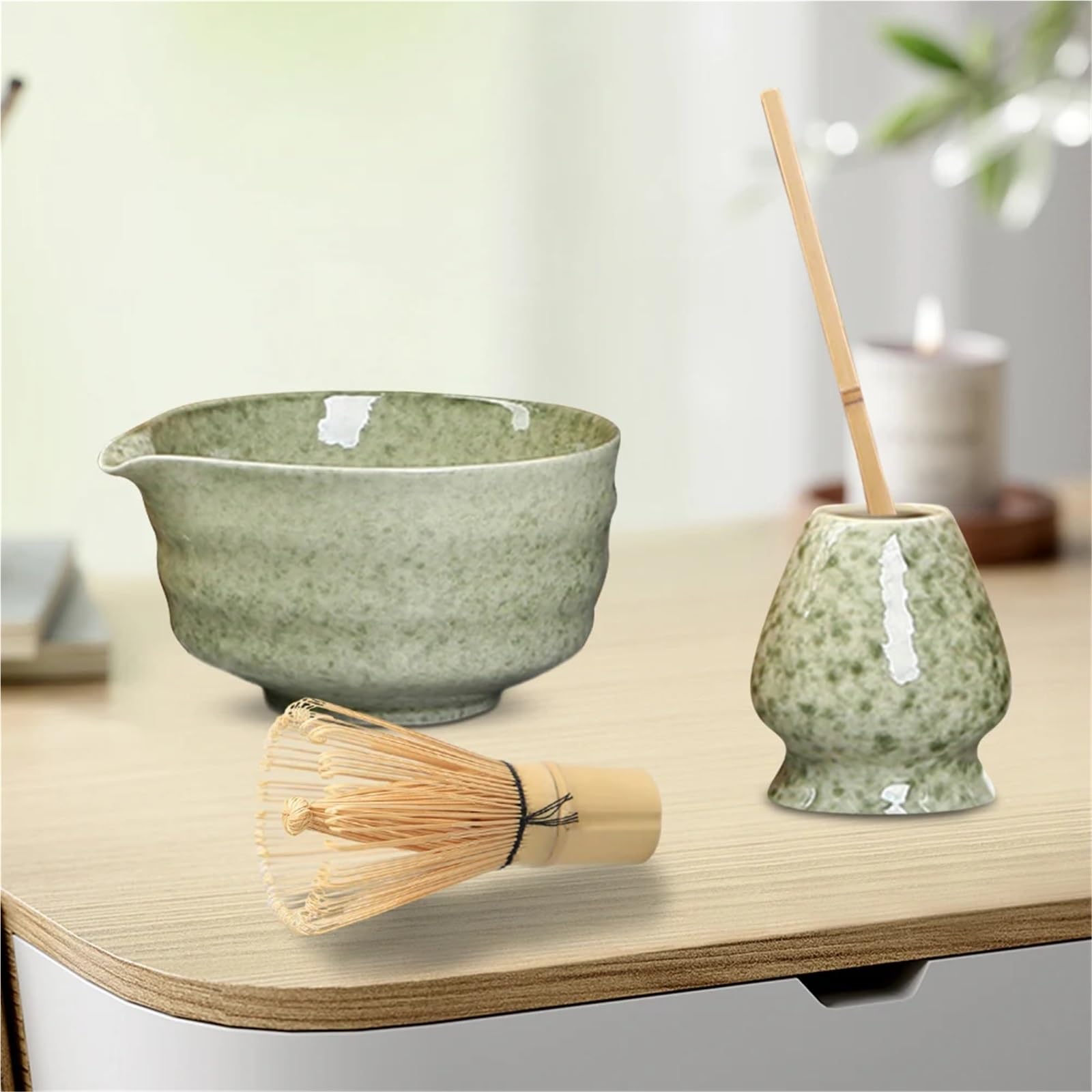 Juego De Té Matcha, Tazón Cerámica For Con Pico, Elegante Batidor, Exquisita Cuchara For For Amantes Del Kit Te Matcha