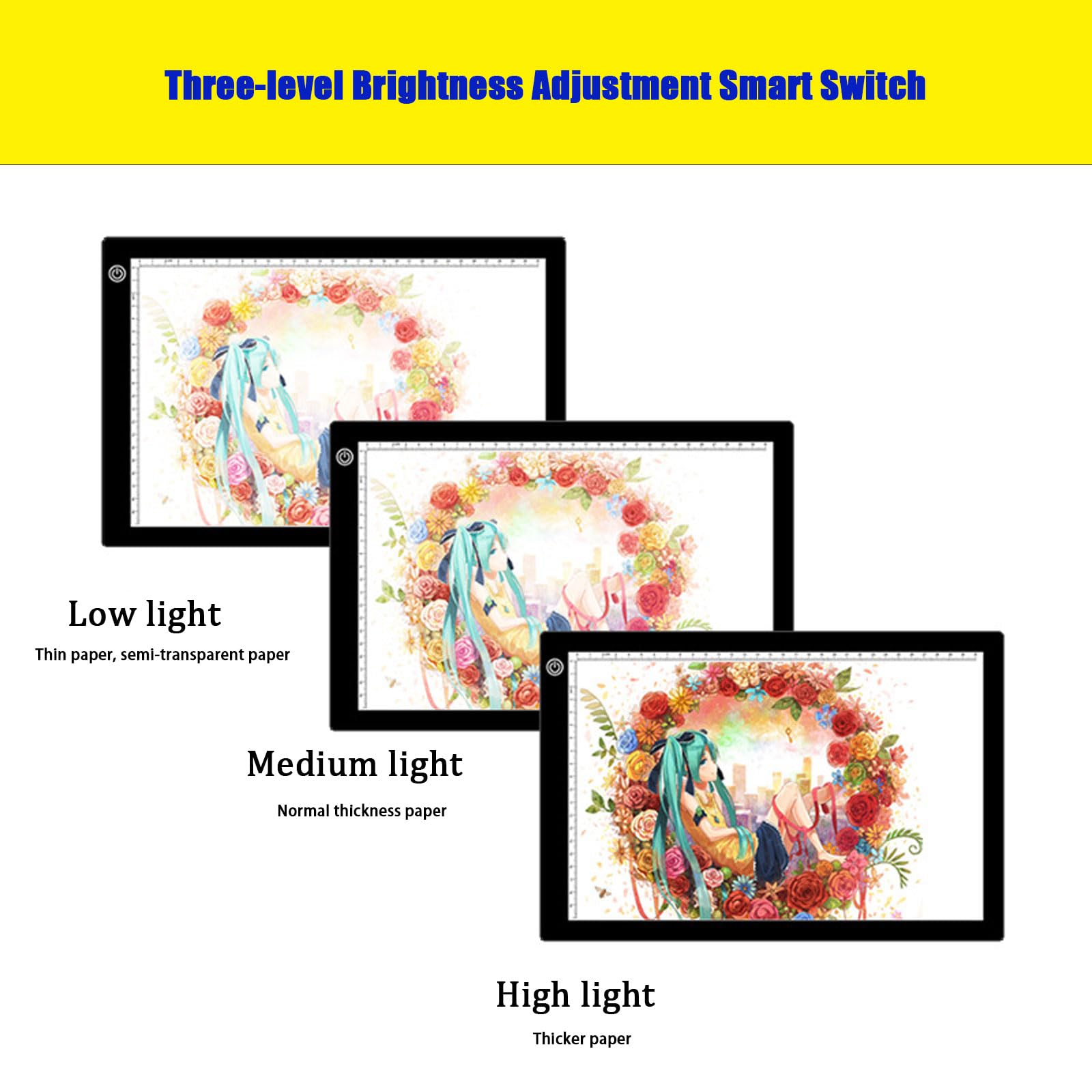 A4 Placas de Luz, Ultrafina Led Tableta de Luz Dibujo, 3 Modos De Color 270 * 360 * 5mm, Portátil Tablero de Luces de Trazado para Bocetos Diseño Dibujo 5D Diamante Pintura