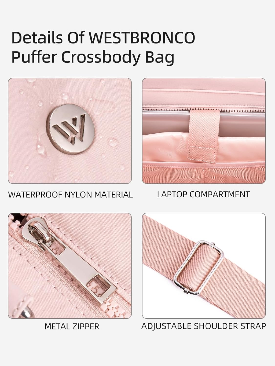 WESTBRONCO Puffer Crossbody Bags for Women Quilted Tote Bag Puffy Weekender Overnight Bag Nylon Shoulder Handbag - Image 4