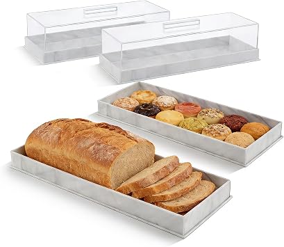 2 Pcs Rectangle Cake Tray, Acrylic Cake Stand with Clear Cover Lid, Reusable Pastry Display Case Dessert Holder Tray for Party Home Kitchen, Rectangle Cake Platter, Afternoon Tea Stand