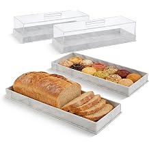 2 Pcs Rectangle Cake Tray, Acrylic Cake Stand with Clear Cover Lid, Reusable Pastry Display Case Dessert Holder Tray for Party Home Kitchen, Rectangle Cake Platter, Afternoon Tea Stand