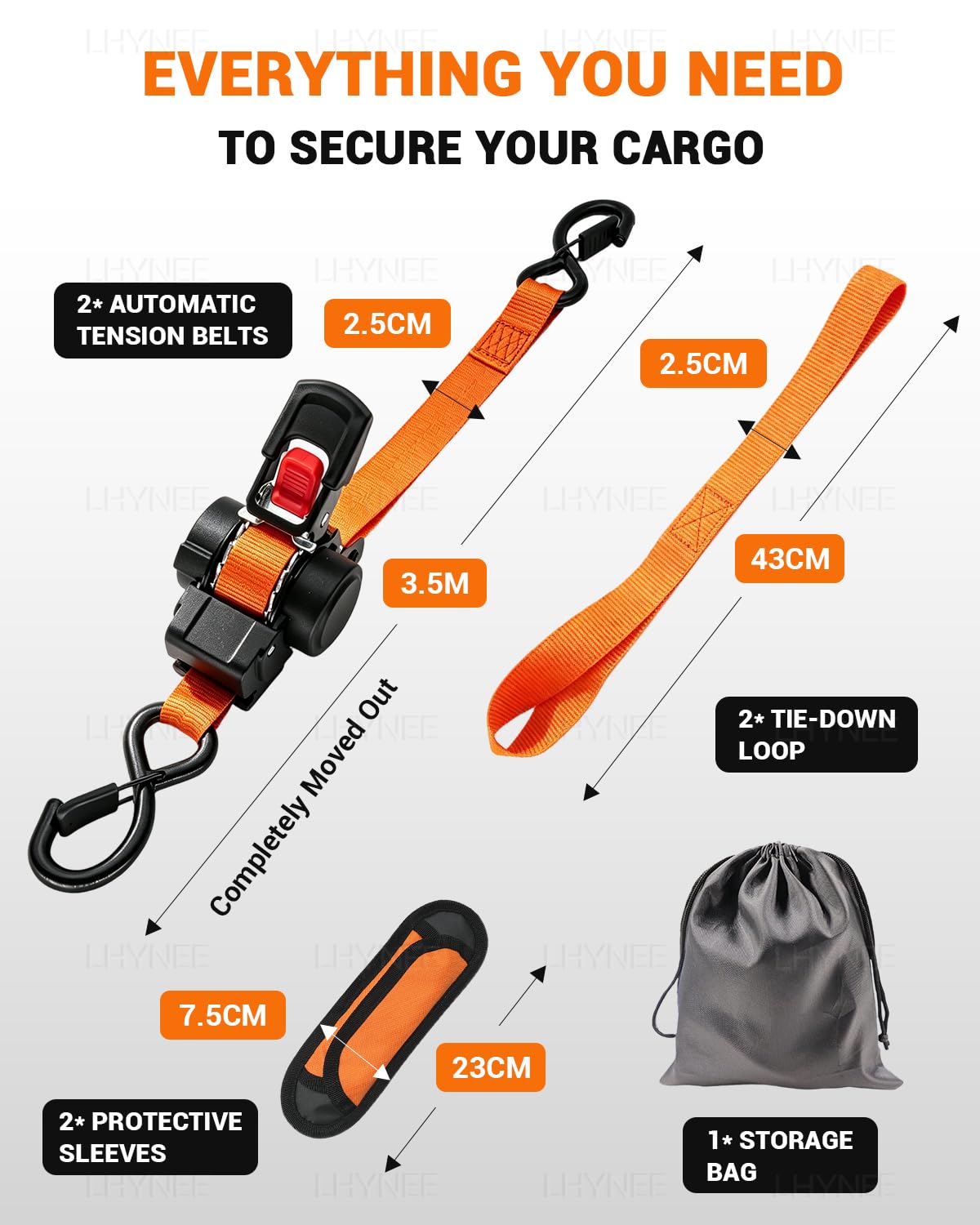 Mini pasy mocujące automatyczne, do bagażnika i przyczepy oraz samochodu i transportu, zestaw 4 sztuk, siła mocowania 150 kg, 19 mm, pas mocujący, hak S z zabezpieczeniem