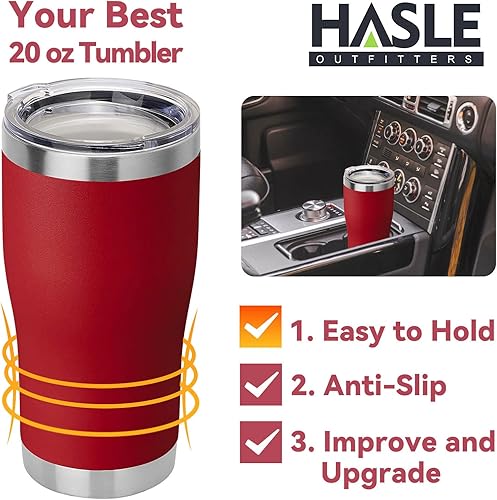 Miniatura 3 de Hasle Outfitters Vasos aislados de acero inoxidable reutilizables de 20 onzas, vasos de viaje con tapa para café, de doble pared al vacío, vaso
