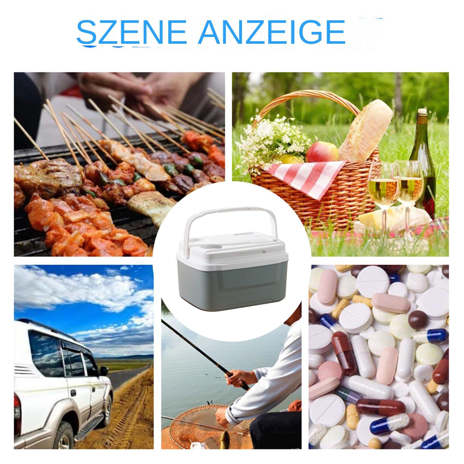 Nevera portátil para camping, caja de almacenamiento de alimentos a prueba de fugas, 32,8 x 26,9 x 19,6 cm, 8 L de capacidad, enfriador de viaje duradero con asa de transporte | Refrigeración de