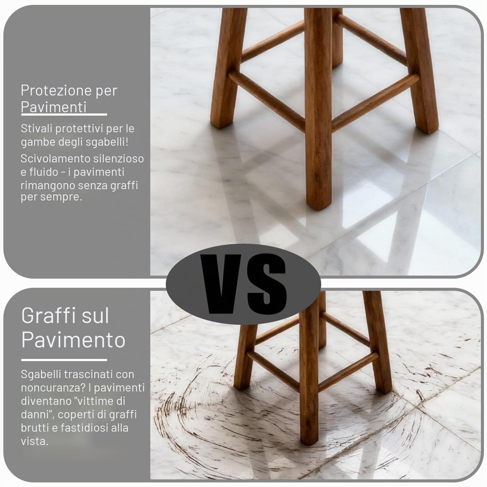24 piedini regolabili M8, 19 × 22 mm, piedini regolabili in altezza con base antiscivolo, piedini con protezione antiscivolo, piedini a vite per mobili, tavoli, sedie, assorbimento degli urti