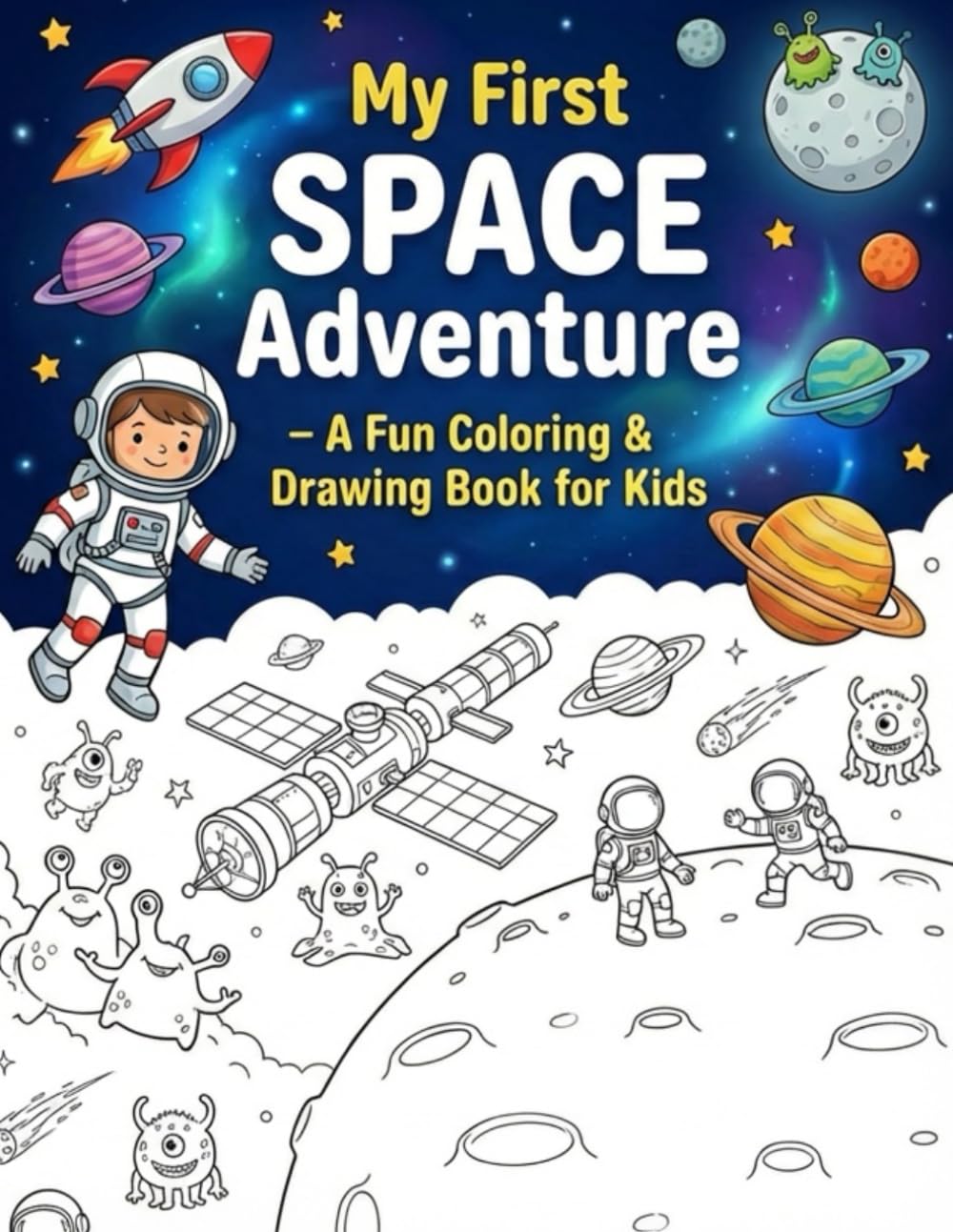 My First Space Adventure – A Fun Coloring & Drawing Book for Kids: A Space-Themed Coloring & Drawing Book for Kids Ages 4–8