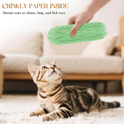 Miniatura 3 de 3 piezas de juguetes para gatos, suaves y duraderos con sonido arrugado, juguetes de hierba gatera para gatos de interior, juguetes interactivos