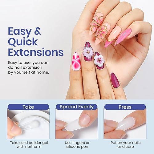 Miniatura 4 de MIZHSE Gel constructor sólido de 2 colores para uñas gel para esculpir 3D duro no pegajoso para arte de uñas para moldear remojar fuera de UV LED