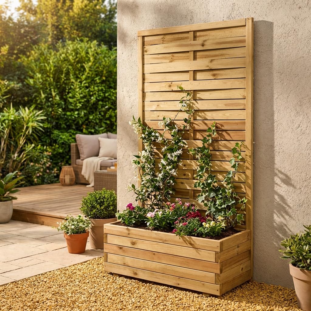 Suinga Panel Decorativo de Madera Recto 90 x 180 cm | Celosia para Jardin, Terraza y Ocultacion Exterior | Paneles Decorativos de Diseño
